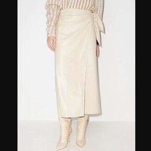 Nanushka Amas Vegan Leather Wrap Midi Skirt - Size XS